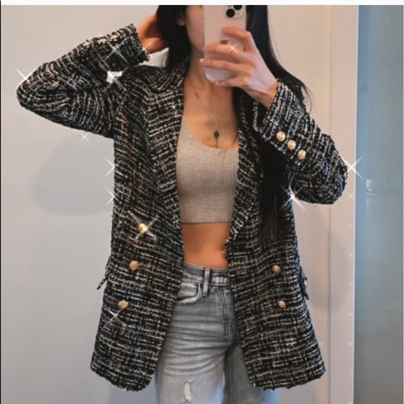 Zara double breasted textured blazer - Picture 1 of 5